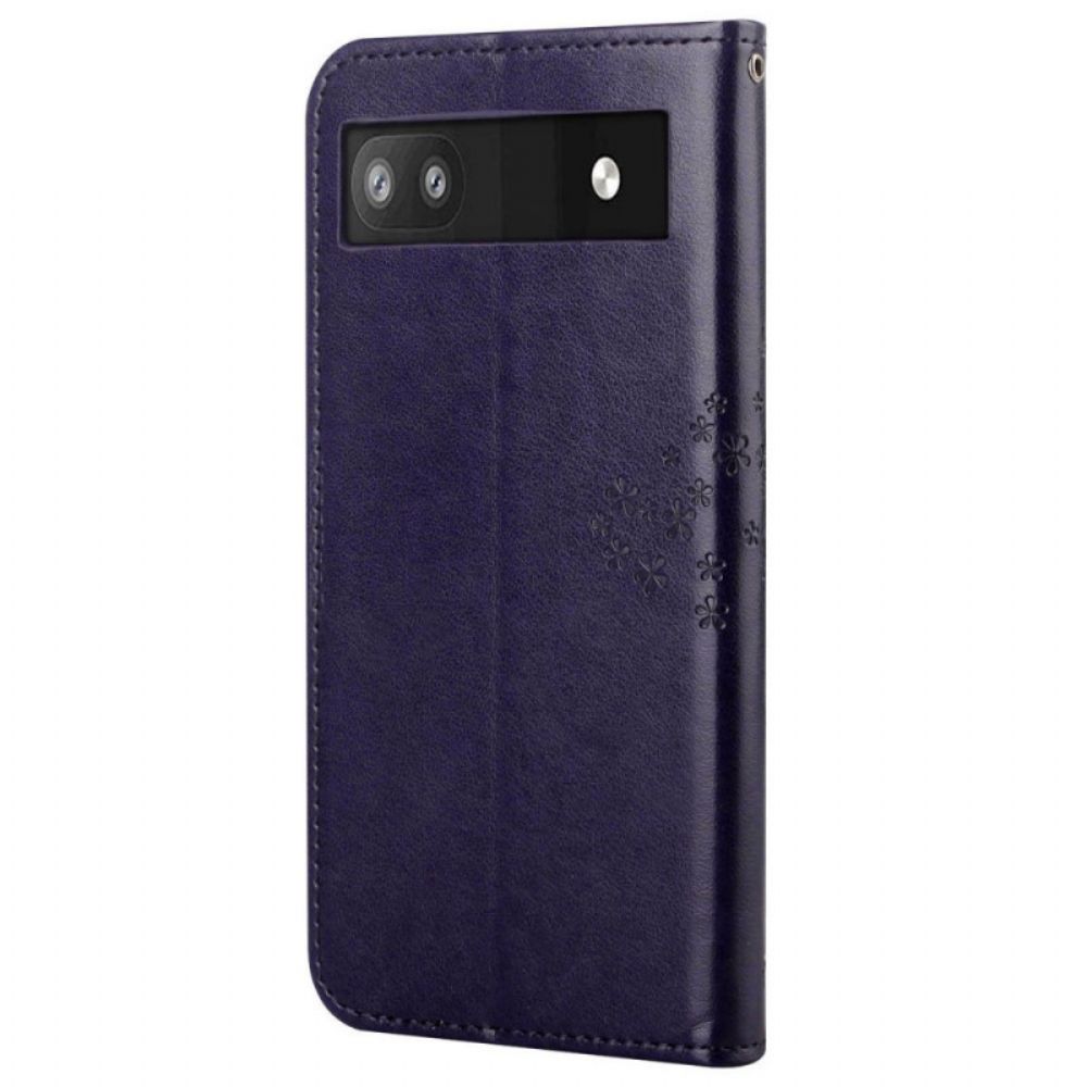 Folio-hoesje voor Google Pixel 6A Uil Boom Met Lanyard