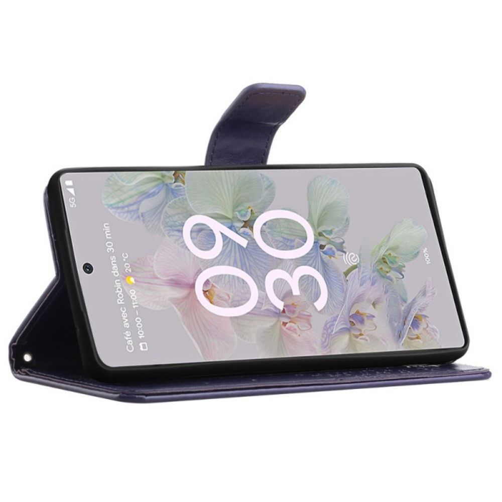 Folio-hoesje voor Google Pixel 6A Uil Boom Met Lanyard