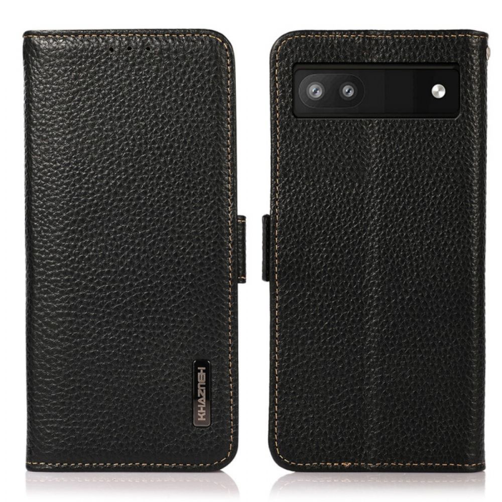 Leren Hoesje voor Google Pixel 6A Bescherming Hoesje Litchi Khazneh Leer Rfid Bescherming