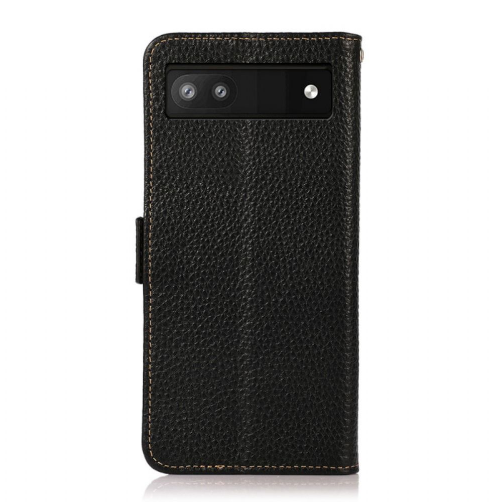 Leren Hoesje voor Google Pixel 6A Bescherming Hoesje Litchi Khazneh Leer Rfid Bescherming