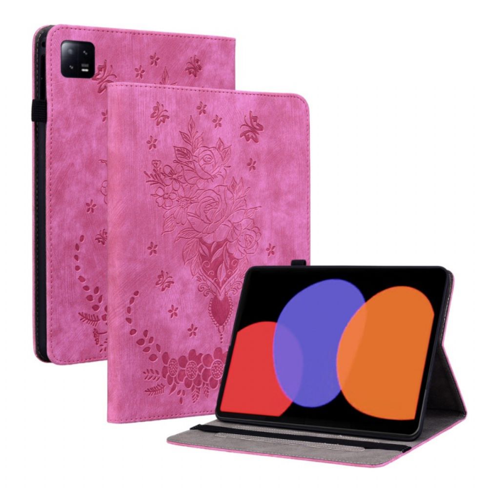 Cover Xiaomi Pad 6 Pro Roze Leerlook Bescherming Hoesje