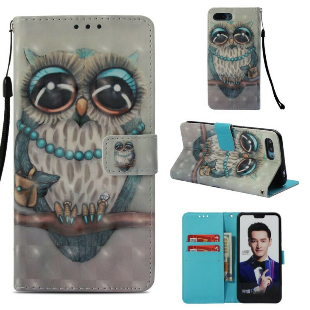 Leren Hoesje voor Honor 10 Miss Uil