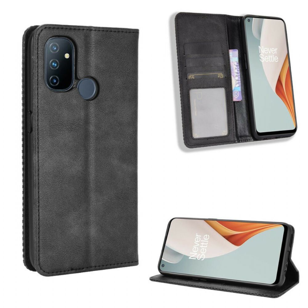 Bescherming Hoesje voor OnePlus Nord N100 Folio-hoesje Gestyled Vintage Leereffect