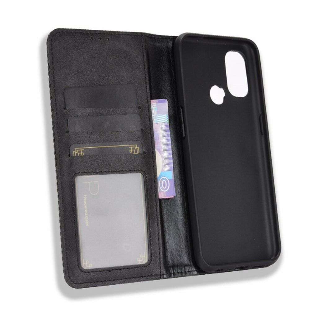 Bescherming Hoesje voor OnePlus Nord N100 Folio-hoesje Gestyled Vintage Leereffect