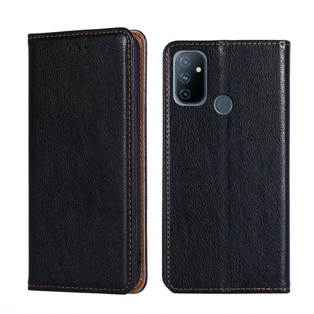 Bescherming Hoesje voor OnePlus Nord N100 Folio-hoesje Stijl Van Fijn Leer