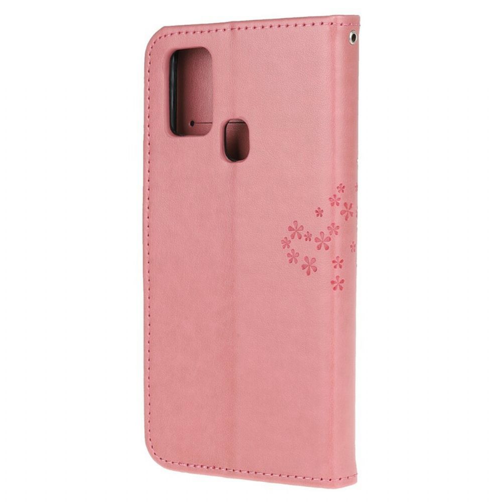 Folio-hoesje voor OnePlus Nord N100 Met Ketting Boom En String Uilen