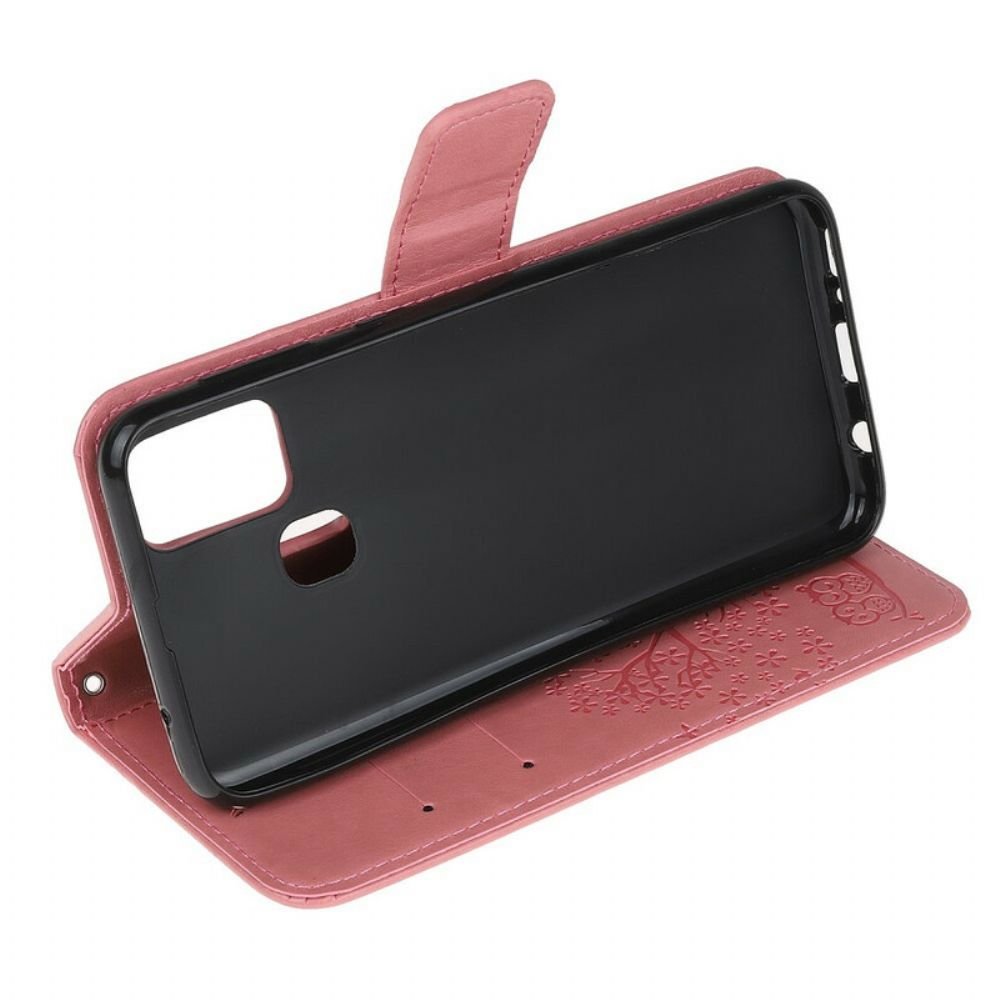 Folio-hoesje voor OnePlus Nord N100 Met Ketting Boom En String Uilen