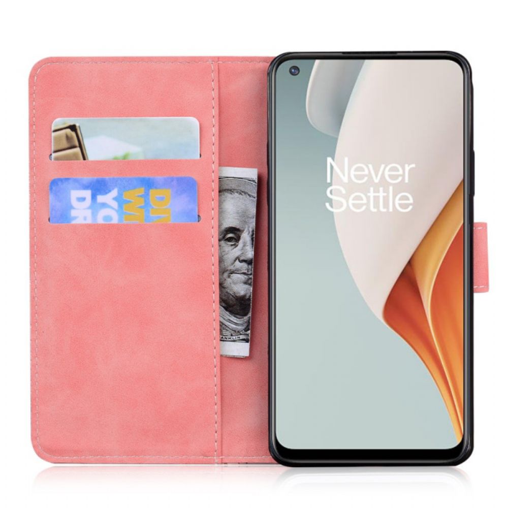Folio-hoesje voor OnePlus Nord N100 Tijgergezicht Afdrukken