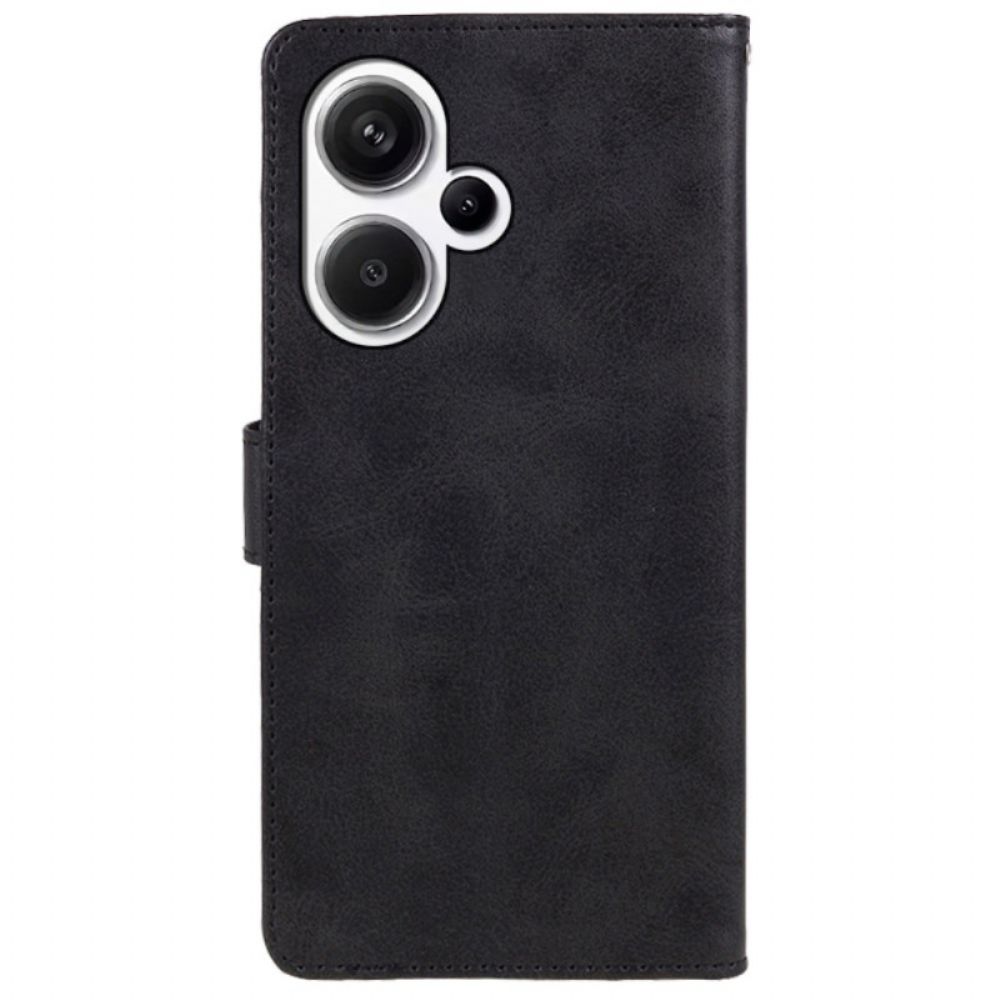 Flip Case Leren Xiaomi Redmi Note 13 Pro Plus 5g Effen Leereffect Met Riem