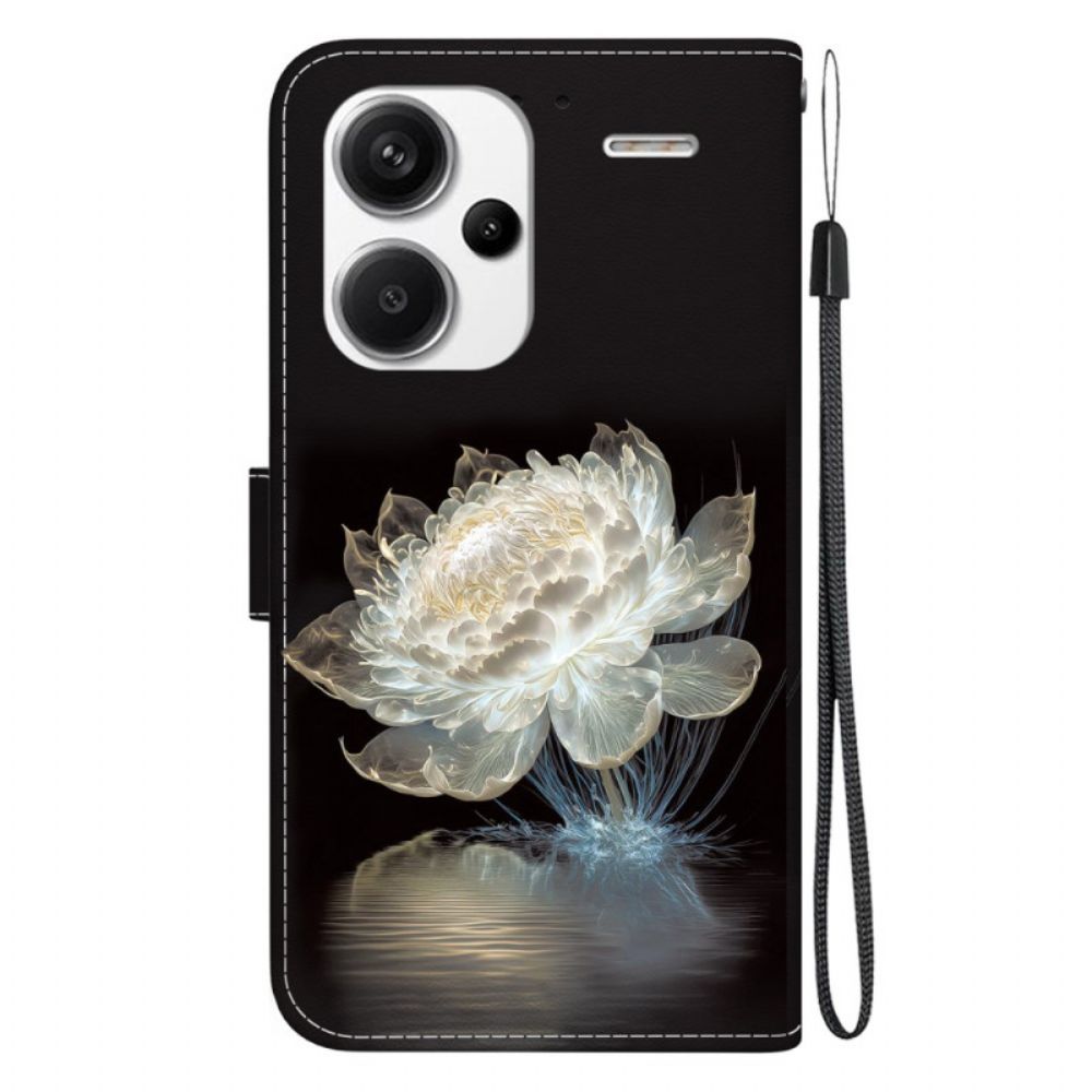 Folio-hoesje Xiaomi Redmi Note 13 Pro Plus 5g Telefoonhoesje Portemonnee Met Pioenrooskristal