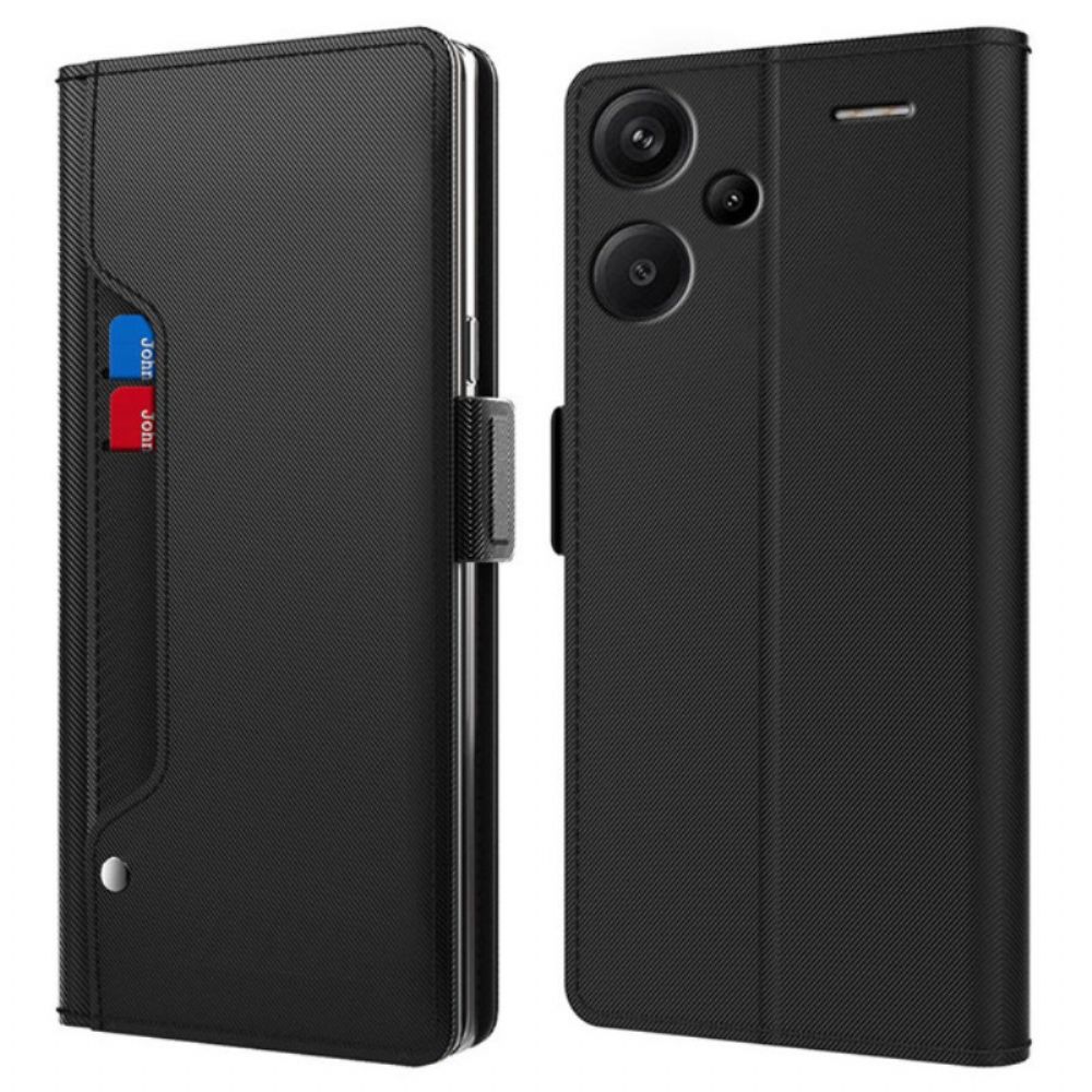 Leren Hoesje Xiaomi Redmi Note 13 Pro Plus 5g Spiegel- En Voorkaarthouder Bescherming Hoesje