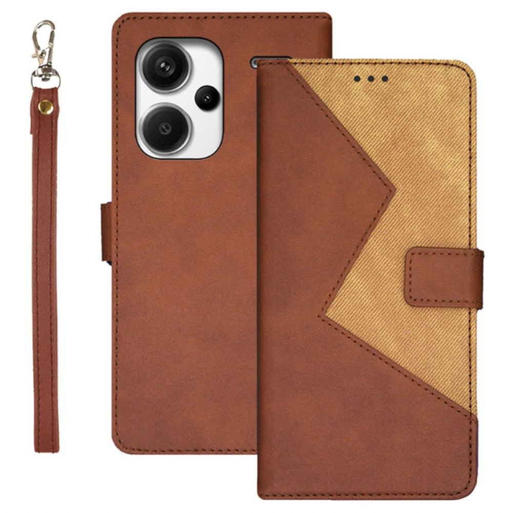 Leren Hoesje Xiaomi Redmi Note 13 Pro Plus 5g Tweekleurige Idewei Bescherming Hoesje
