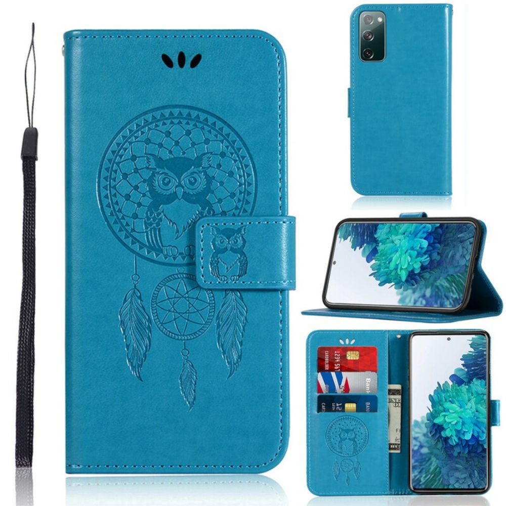 Folio-hoesje voor Samsung Galaxy S20 FE Lederen Effect Dromenvanger Uil