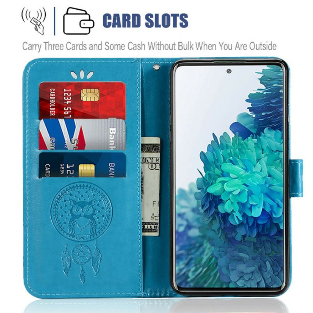 Folio-hoesje voor Samsung Galaxy S20 FE Lederen Effect Dromenvanger Uil