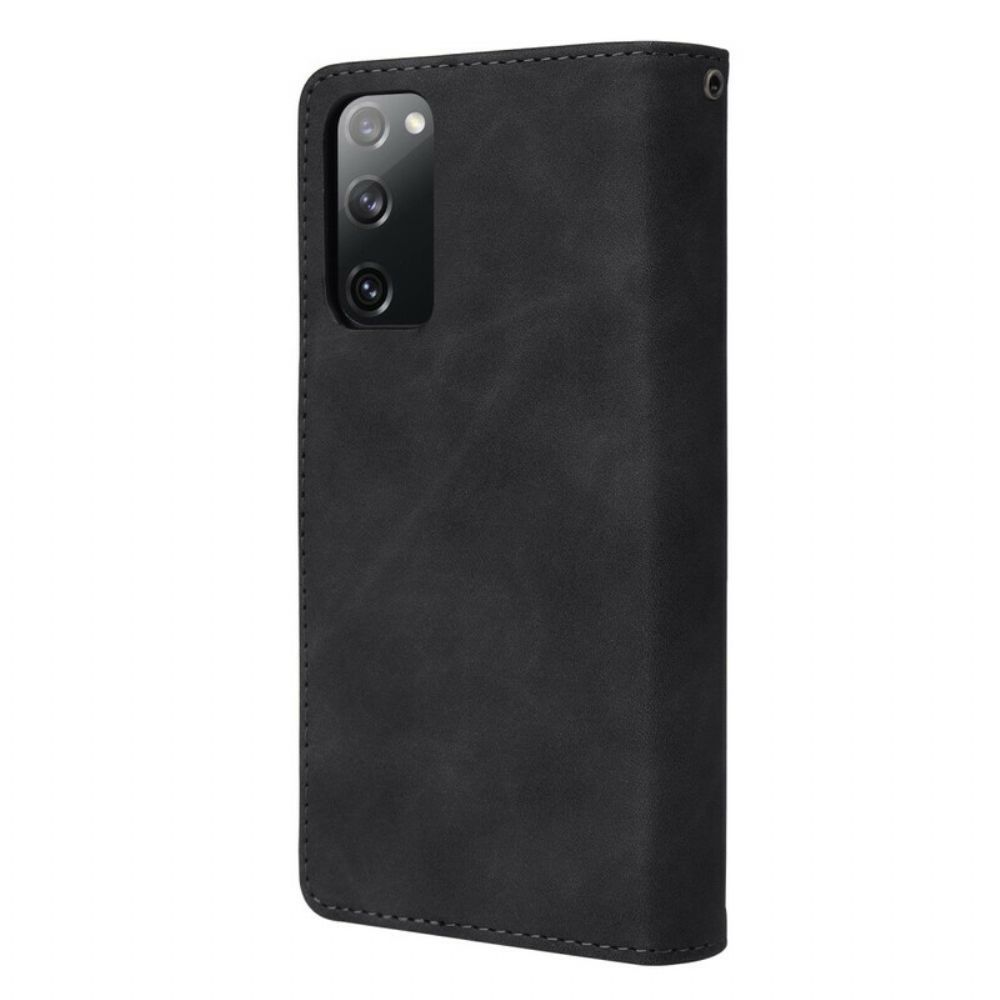 Folio-hoesje voor Samsung Galaxy S20 FE Leerstijl Met Meerdere Kaarten En Koord