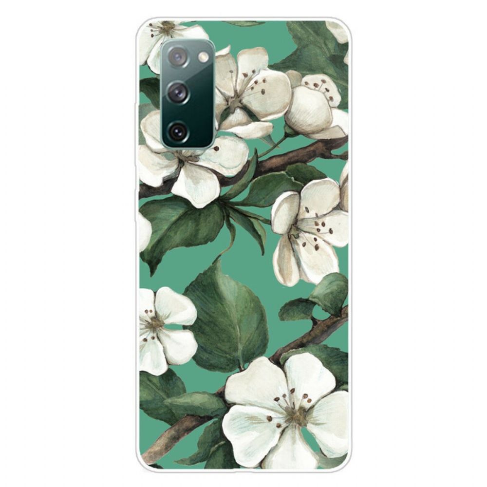 Hoesje voor Samsung Galaxy S20 FE Geschilderde Witte Bloemen