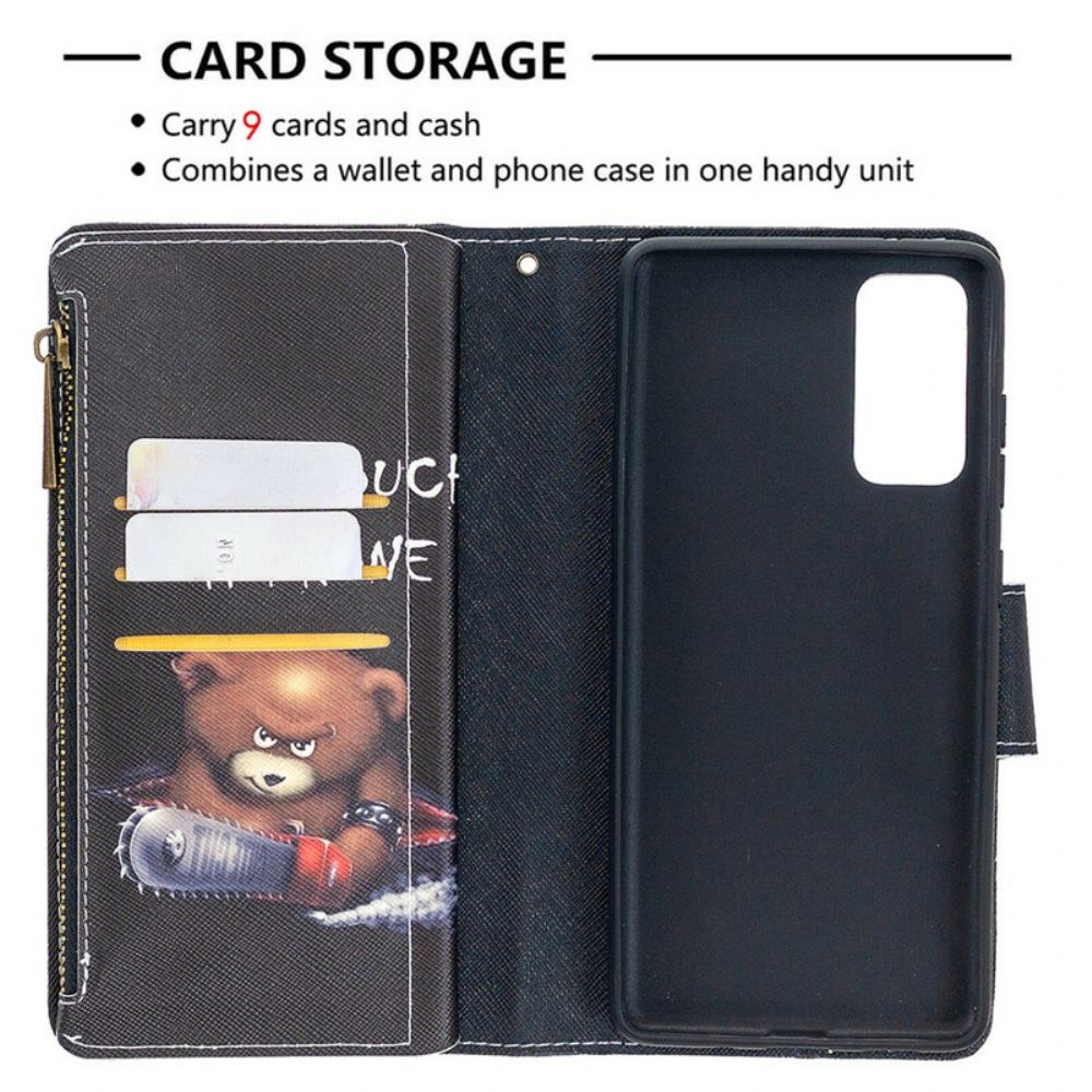 Leren Hoesje voor Samsung Galaxy S20 FE Beerzak Met Rits