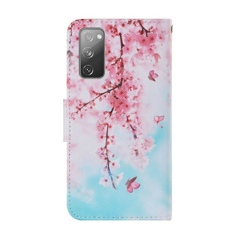 Leren Hoesje voor Samsung Galaxy S20 FE Met Ketting Rode Ledematen Met Riem
