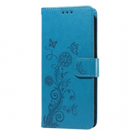 Leren Hoesje Realme C71 Vlinders En Bloemen