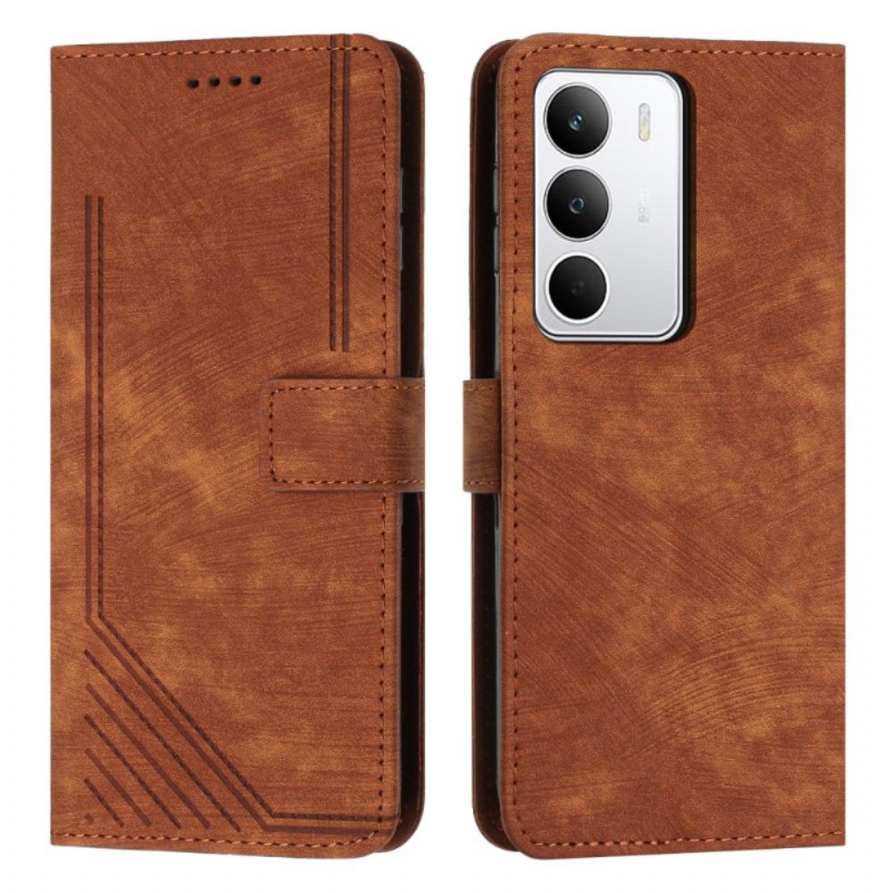 Leren Hoesje Voor Realme C71 Lijnen