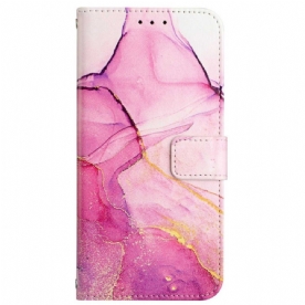 Leren Hoesje voor Oppo Reno 8 Pro Met Ketting Marmeren Band