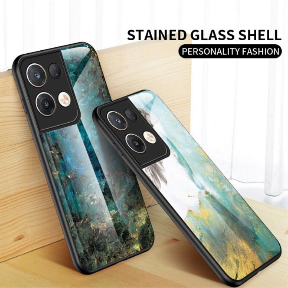 Telefoonhoesje voor Oppo Reno 8 Pro Marmer Gehard Glas