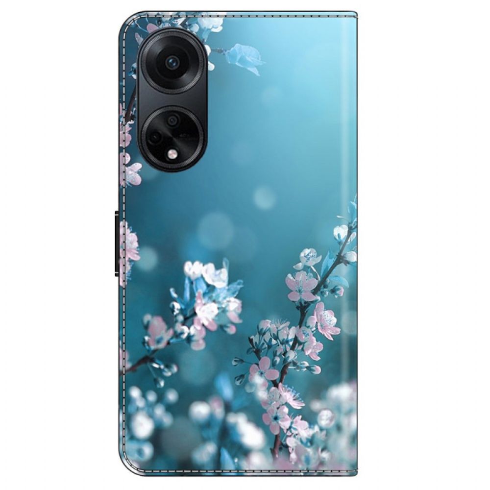 Flip Case Leren Oppo A98 5g Pruimenbloesems