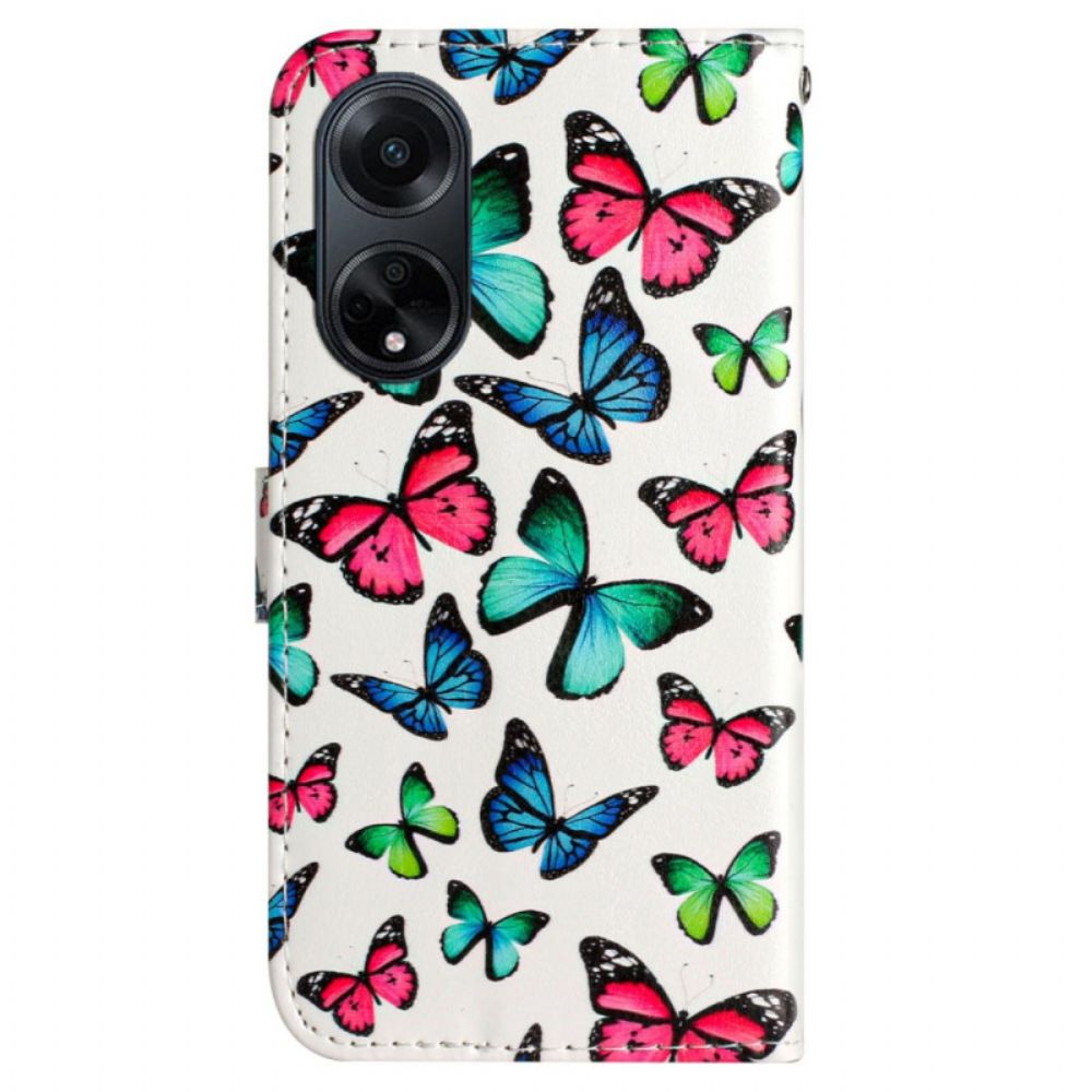 Folio-hoesje Oppo A98 5g Telefoonhoesje Vlinders Met Riempje