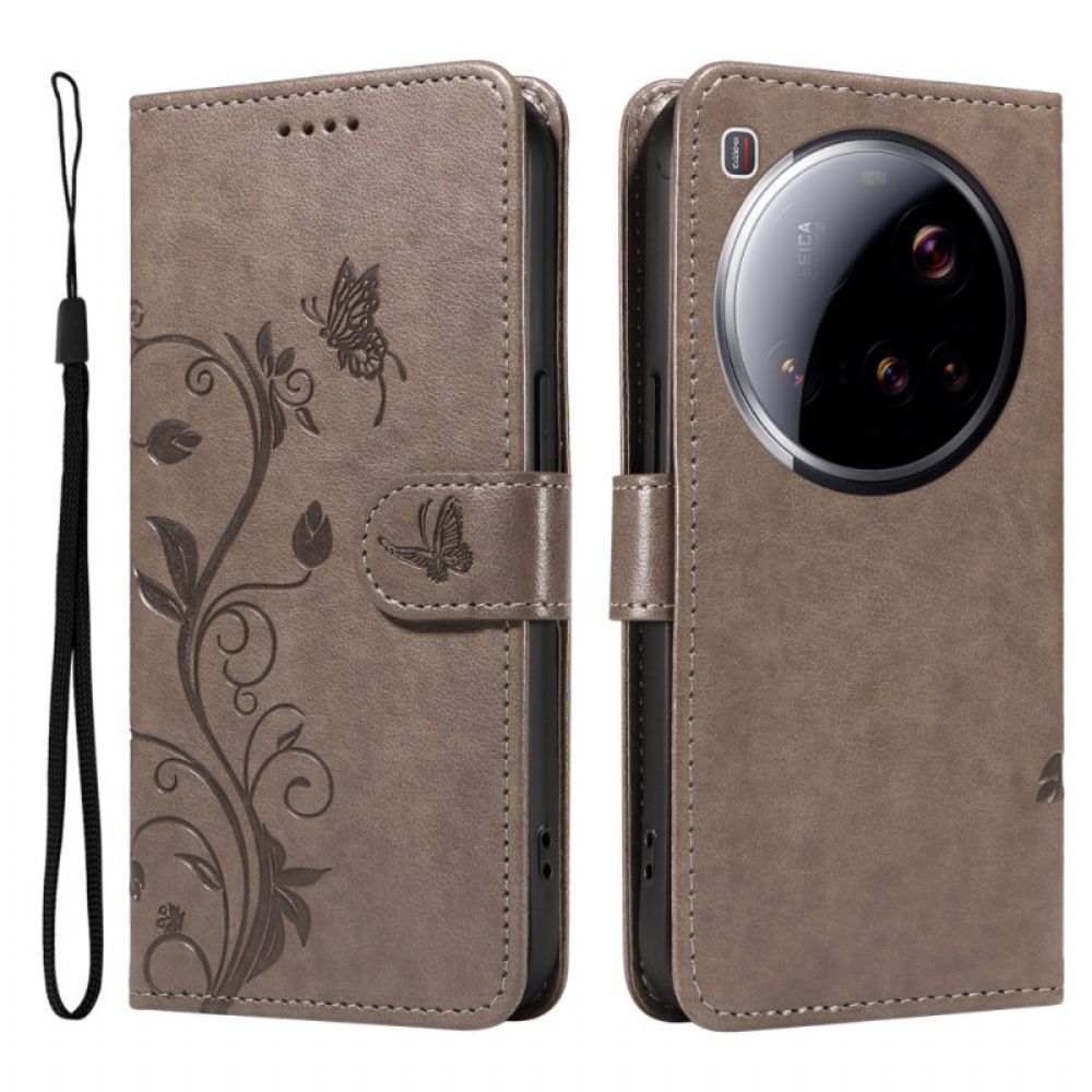 Flip Case Leren Xiaomi 15 Ultra Bloemenpatroon