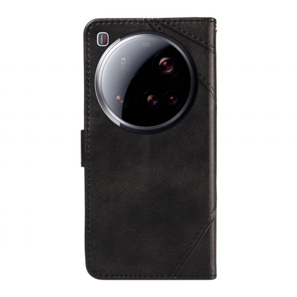 Flip Case Leren Xiaomi 15 Ultra Geometrisch Ontwerp