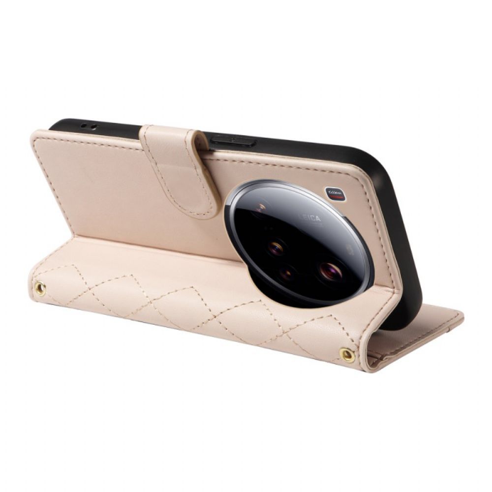 Folio-hoesje Xiaomi 15 Ultra Gevoerd Met Riem En Schouderriem