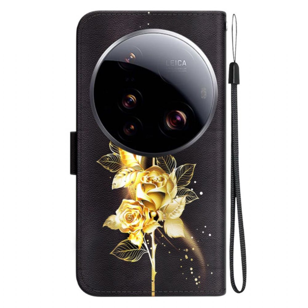 Folio-hoesje Xiaomi 15 Ultra Gouden Rozen En Vlinders