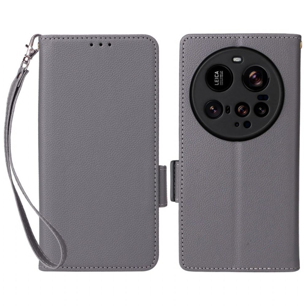 Folio-hoesje Xiaomi 15 Ultra Telefoonhoesje Gestructureerd Bandje