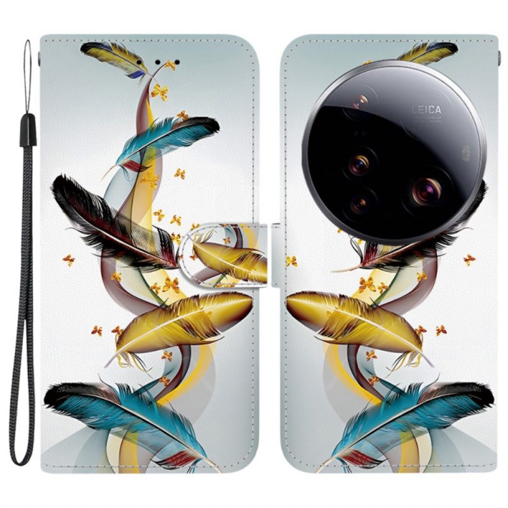 Folio-hoesje Xiaomi 15 Ultra Telefoonhoesje Kleurrijke Veren