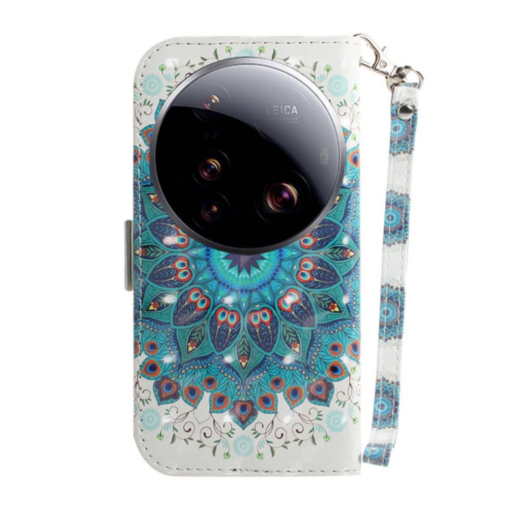 Leren Hoesje Voor Xiaomi 15 Ultra Groene Mandala Met Sleutelkoord