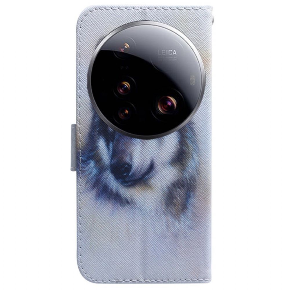 Leren Hoesje Voor Xiaomi 15 Ultra Wolf In Aquarel