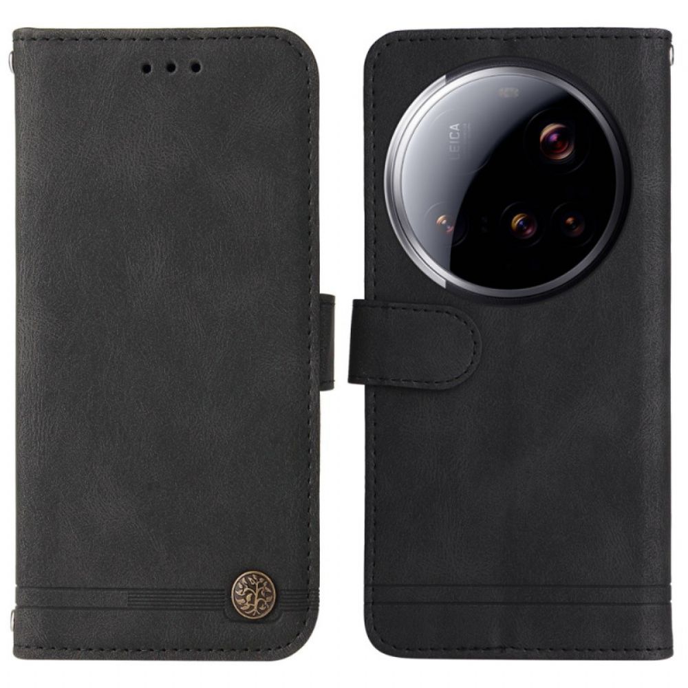 Leren Hoesje Xiaomi 15 Ultra Decoratieve Klinknagel Bescherming Hoesje