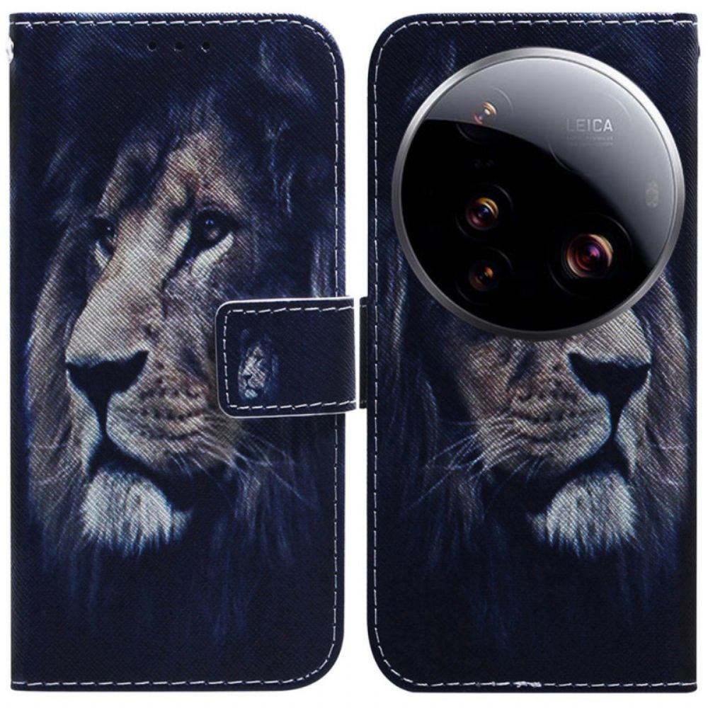 Leren Hoesje Xiaomi 15 Ultra Dromende Leeuw Bescherming Hoesje