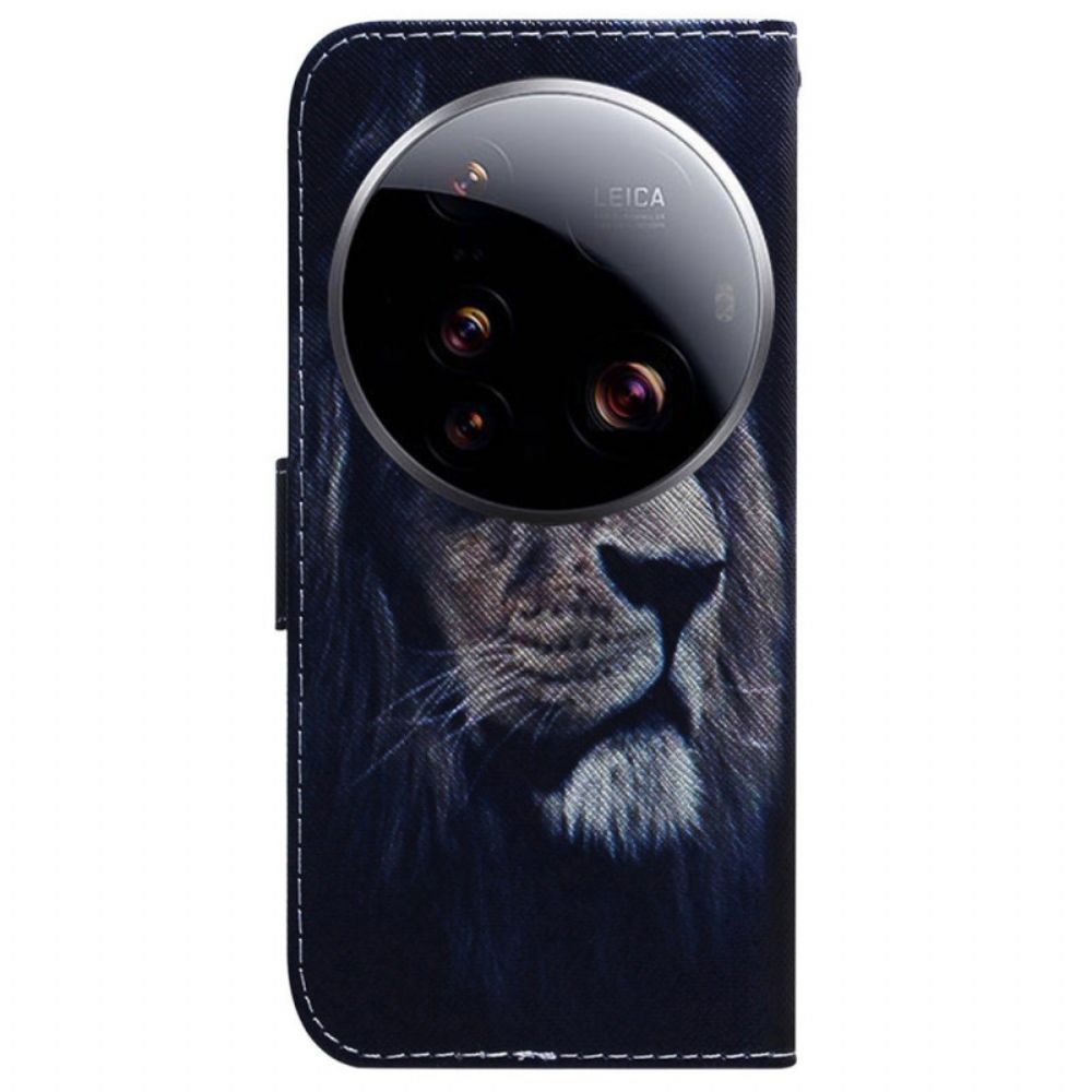 Leren Hoesje Xiaomi 15 Ultra Dromende Leeuw Bescherming Hoesje