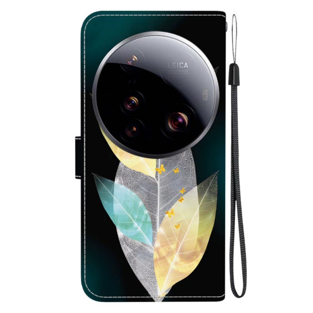 Leren Hoesje Xiaomi 15 Ultra Kleurrijke Bladeren Bescherming Hoesje