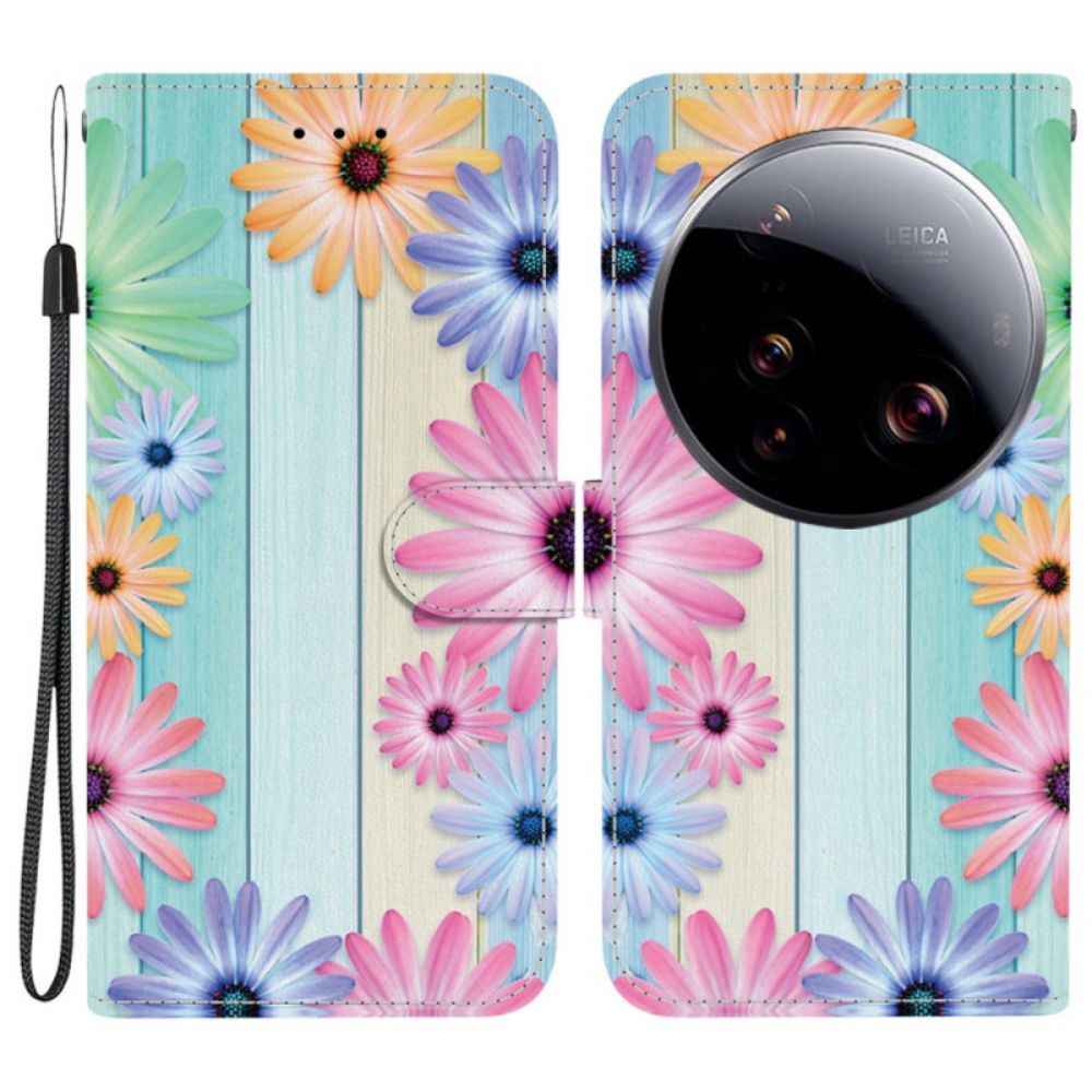 Leren Hoesje Xiaomi 15 Ultra Kleurrijke Zonnebloemen