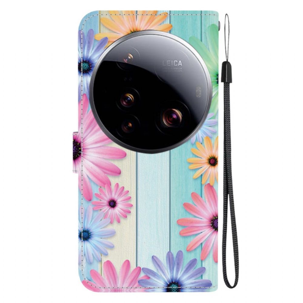 Leren Hoesje Xiaomi 15 Ultra Kleurrijke Zonnebloemen