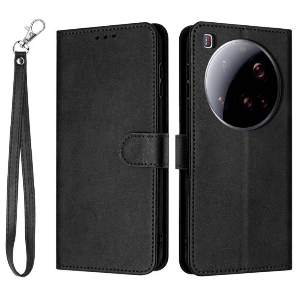 Leren Hoesje Xiaomi 15 Ultra Lederen Bandje-effect Bescherming Hoesje