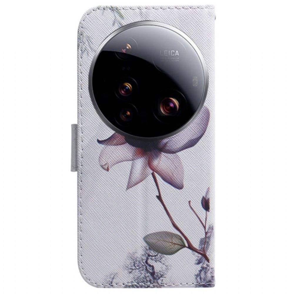 Leren Hoesje Xiaomi 15 Ultra Roze Bloem Bescherming Hoesje