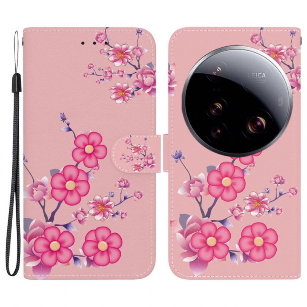 Leren Hoesje Xiaomi 15 Ultra Sakura-patroon Bescherming Hoesje