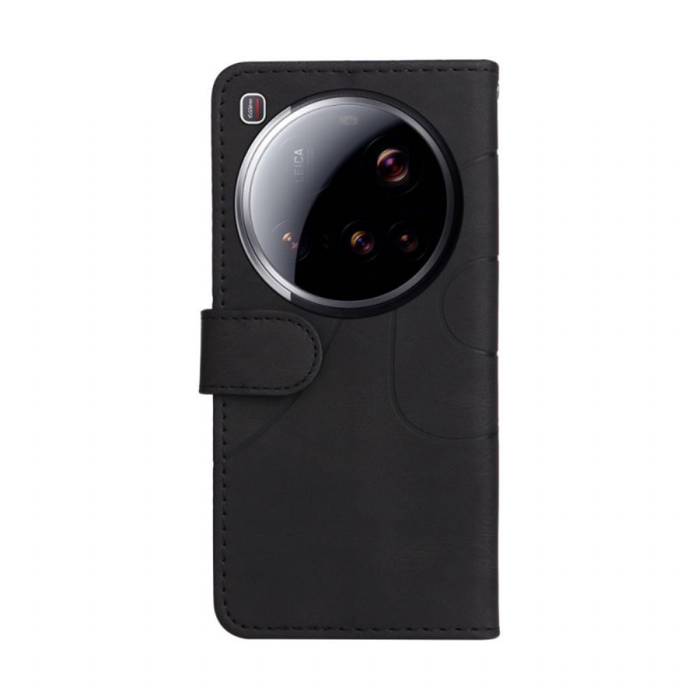 Leren Hoesje Xiaomi 15 Ultra Tweekleurige Golvende Lijnen Bescherming Hoesje