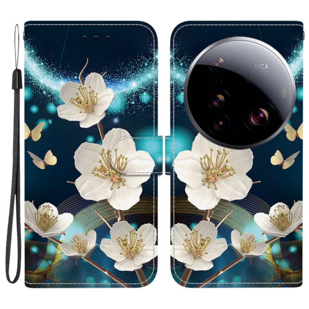 Leren Hoesje Xiaomi 15 Ultra Wit Magnolia's Bescherming Hoesje