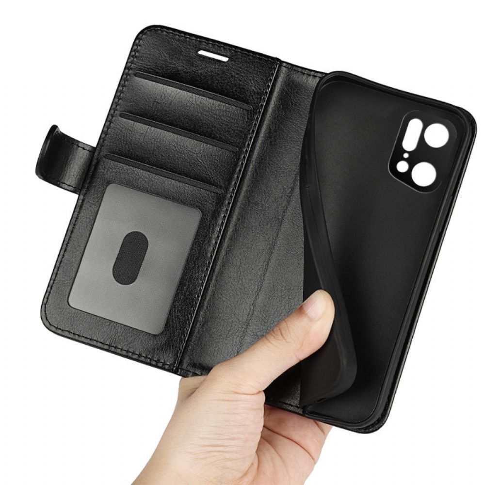 Flip Case voor Oppo Find X5 Pro Vintage Kunstleer