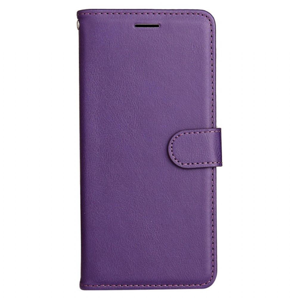 Folio-hoesje voor Oppo Find X5 Pro Met Ketting Effen Strappy