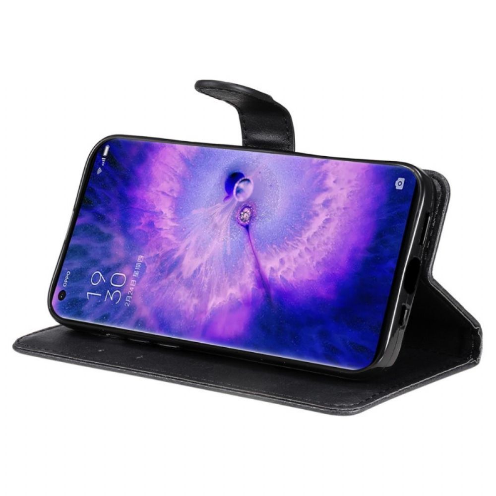 Folio-hoesje voor Oppo Find X5 Pro Met Ketting Effen Strappy
